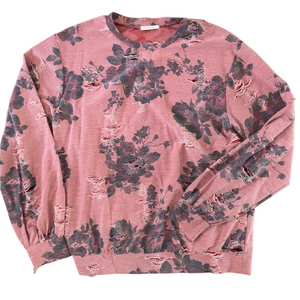 12PM by Mon Ami Floral Distressed Boho Top Size Medium Shirt